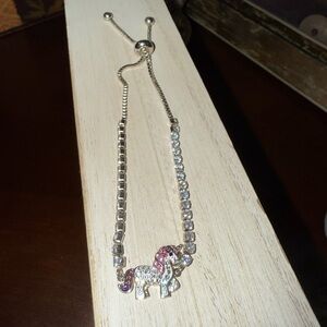 Silver and Pink Unicorn Bracelet